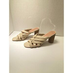 Joie Women's Stacked Heel  PORCELAIN Leather Sandals Sz 10